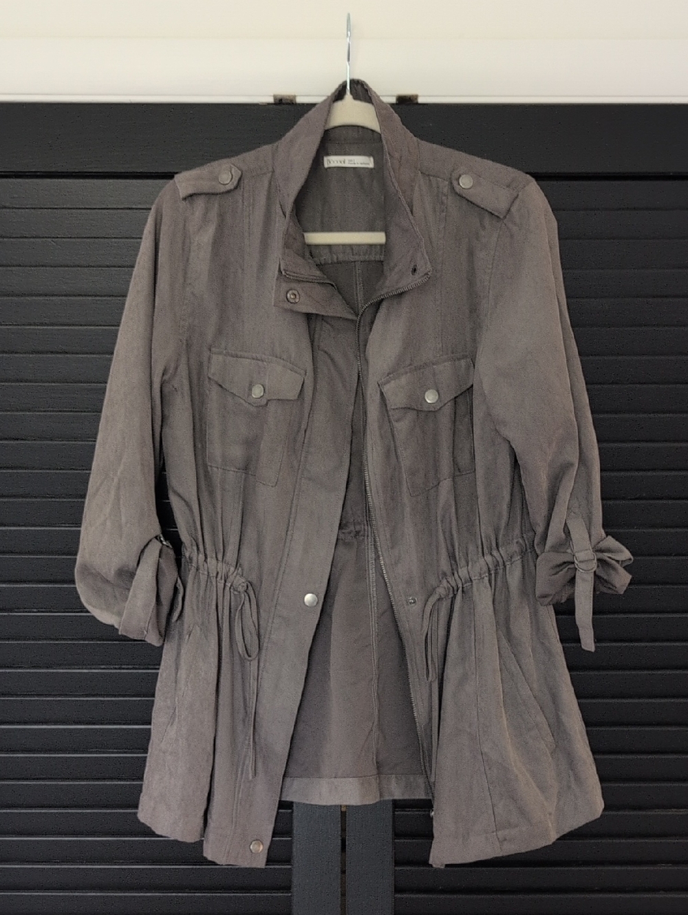 Utility Drawstring Waist Jacket - Gray